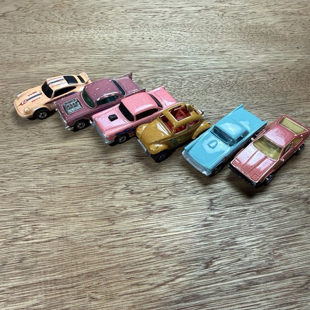 Vtg Lot 6 70s 80s Hot Wheels Color Racers Supra Chevy VW Baja Thunderbird P-911